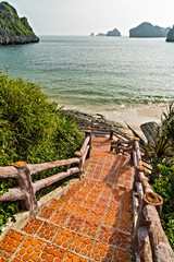 Cat ba island down the famous steps stair in beach Cat co, Vietnam