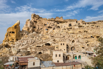 Wall Mural - Cavusin fortress and church Vaftizci Yahya, Saint John the Baptist in Cappadocia, Turkey