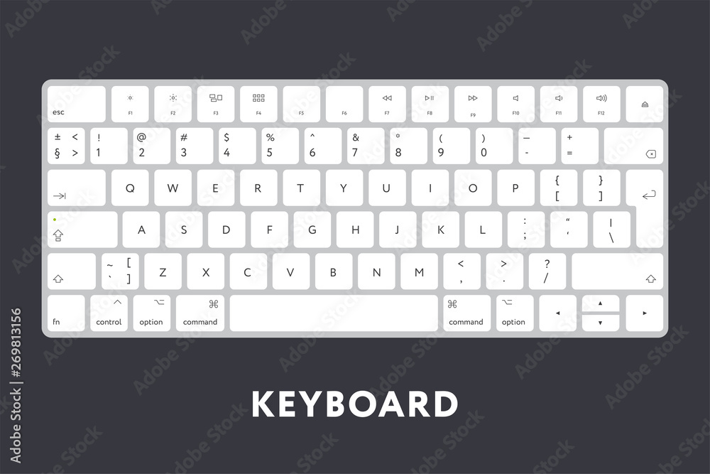 Modern Computer Desktop Laptop Keyboard Keypad. White Buttons Keys ...