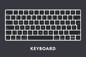 Modern Computer Desktop Laptop Keyboard Keypad. Black Buttons Keys.