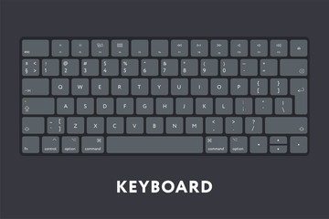 modern computer desktop laptop keyboard keypad. dark buttons keys.