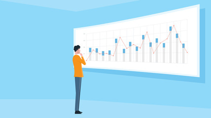 Aufkleber - business man standing on financial graph report monitor concept 