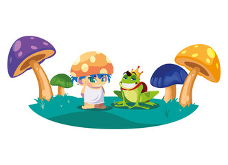 Sticker - toad prince and fungu elf in fungus garden