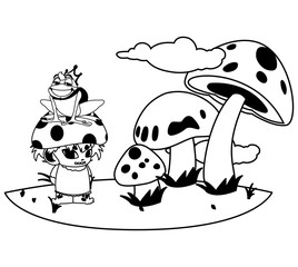 Sticker - toad prince and fungu elf in garden