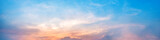 Fototapeta Zachód słońca - Dramatic panorama sky with cloud on sunrise and sunset time. Panoramic image.