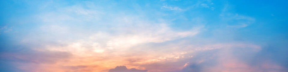 dramatic panorama sky with cloud on sunrise and sunset time. panoramic image.