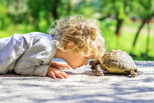 Lovely Boy With Turtle
