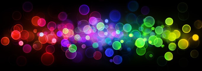 Wall Mural - vintage abstract bokeh colorful lights on black