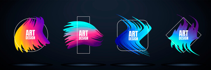 Poster - Modern colorful flow poster. Wave Liquid shape. Art design. 3d gradient banner