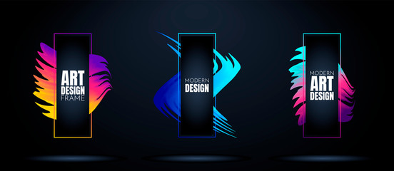 Poster - Vector frame for text. Modern colorful flow poster. Wave Liquid shape. Art design. 3d gradient banner