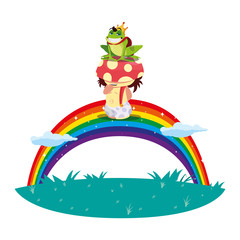 Sticker - toad prince and fungu elf with rainbow