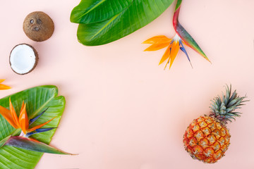 Summer flat lay scenery on white boards