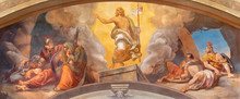 COMO, ITALY - MAY 9, 2015: The Fresco Of Resurrection Of Jesus In Church Chiesa Di San Andrea Apostolo (Brunate) Of By Mario Albertella (1934).
