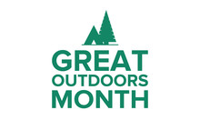 Great Outdoors Month In June. Celebrated Annual In United States. Outdoor Activities Concept. Summer Is The Time To Adventures, Vacantion And Connect With Nature. Poster, Card, Banner And Background