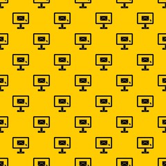 Aufkleber - Monitor with email sign pattern seamless vector repeat geometric yellow for any design