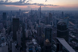 Fototapeta Miasto - Aerial view of business area and cityscape in the dawn, West Nanjing Road, Jing` an district, Shanghai