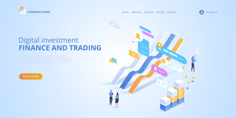 Poster - digital investment. online statistics. vector isometric illustration
