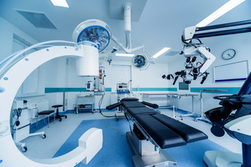 Wall Mural - Modern equipment in operating room. Medical devices for neurosurgery.