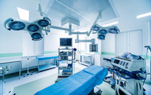 Modern Equipment In Operating Room. Medical Devices For Neurosurgery.