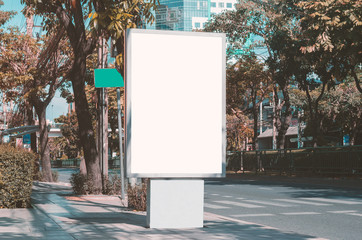 Wall Mural - big blank billboard white led screen vertical outstanding in the city side the road traffic for disp