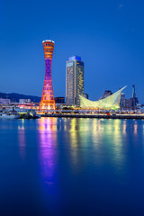 Fototapete - Port of Kobe skyline at night in Kansai, Japan