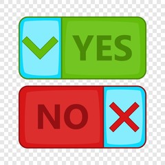 Wall Mural - Yes and No button icon. Cartoon illustration of Yes and No button vector icon for web