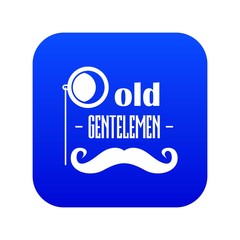Sticker - Old gentlemen icon blue vector isolated on white background