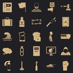 Poster - Breach icons set. Simple set of 25 breach vector icons for web for any design