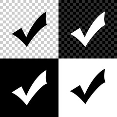 Check mark icon isolated on black, white and transparent background. Tick symbol. Vector Illustration