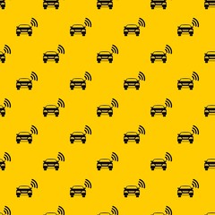 Wall Mural - Car with wifi sign pattern seamless vector repeat geometric yellow for any design