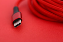 Red Usb Cable End Lying On Table Extreme