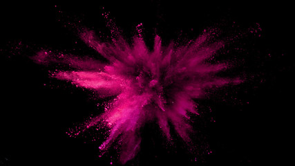 Wall Mural - Explosion of colored powder isolated on black