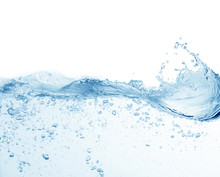 Water Splash Isolated On White Background, Beautiful Splashes A Clean Water 