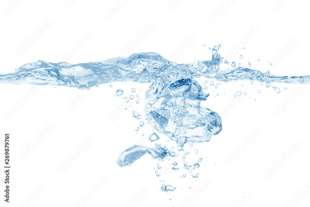 water splash isolated on white background,beautiful splashes a clean water - obrazy, fototapety, plakaty 