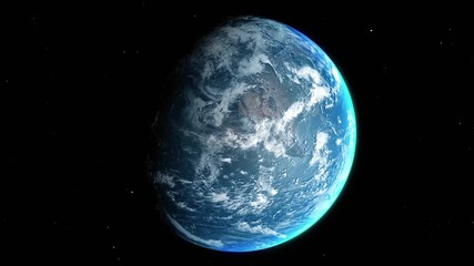 Wall Mural - blue planet earth view from space slowly zooming in with continents changing from daylight into nigh
