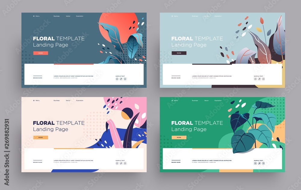 Vector modern flat design. Landing page template . Modern flat Floral ...