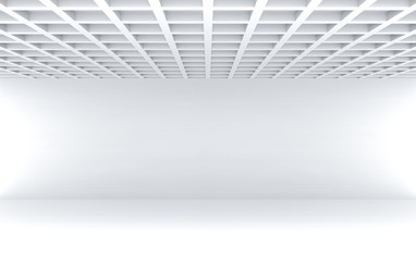  3d rendering.modern square pattern ceiling with empty white wall room wall design background.