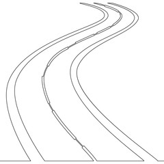 Continuous one single line drawing road concept
