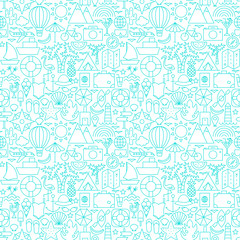 Canvas Print - Summer Travel Line Seamless Pattern