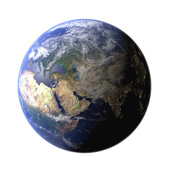 Wall Mural - the earth globe from space in showing the terrain and clouds. high resolution planet earth view. 3d 
