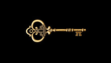 Old Bronze Key On A Black Background