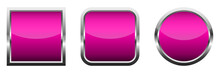 Set Of Pink Glossy Buttons. Vector Illustration.