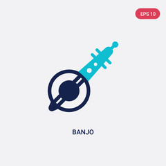 two color banjo vector icon from africa concept. isolated blue banjo vector sign symbol can be use for web, mobile and logo. eps 10