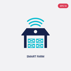 two color smart farm vector icon from agriculture farming concept. isolated blue smart farm vector s