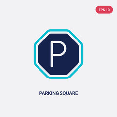 Poster - two color parking square vector icon from airport terminal concept. isolated blue parking square vec