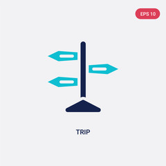 Poster - two color trip vector icon from airport terminal concept. isolated blue trip vector sign symbol can 