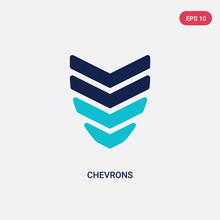 Two Color Chevrons Vector Icon From Army And War Concept. Isolated Blue Chevrons Vector Sign Symbol Can Be Use For Web, Mobile And Logo. Eps 10