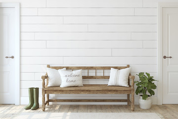 modern farmhouse entryway. 3d rendering.