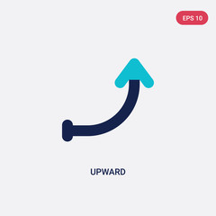 two color upward vector icon from arrows 2 concept. isolated blue upward vector sign symbol can be use for web, mobile and logo. eps 10