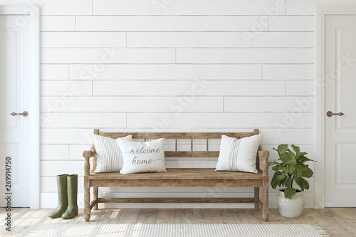Fotomural Modern farmhouse entryway. 3d rendering.